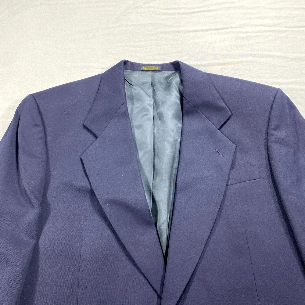 Oscar De La Renta Blazer Mens 40L‎ Blue Wool Two Button Front Sport CoatJacket